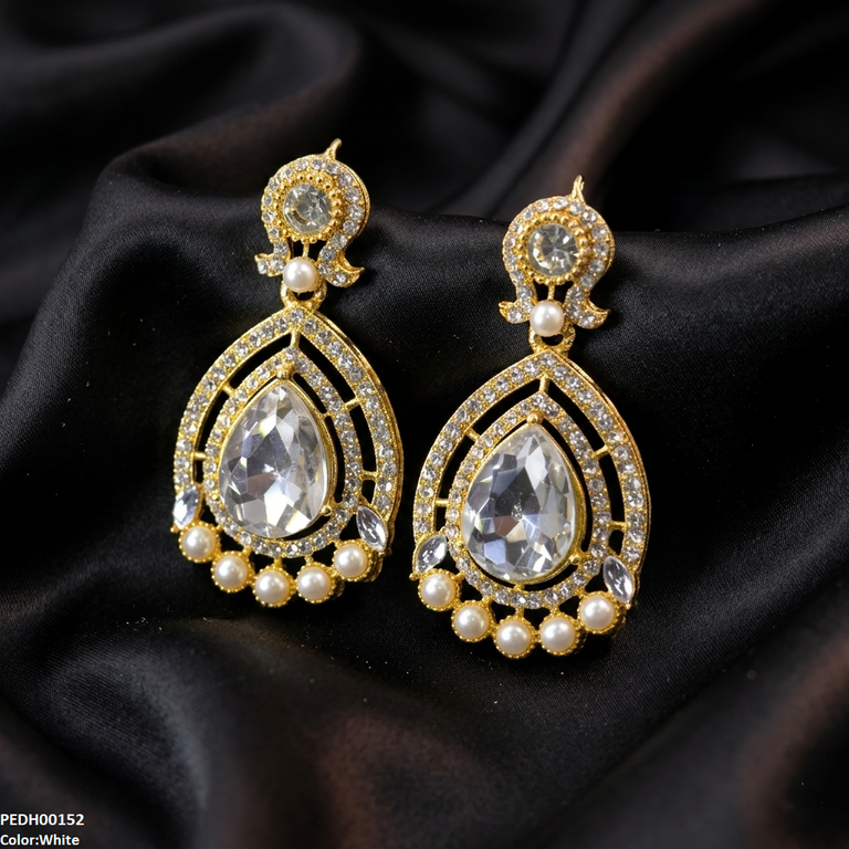 Round Pearl Tear Drop Earring