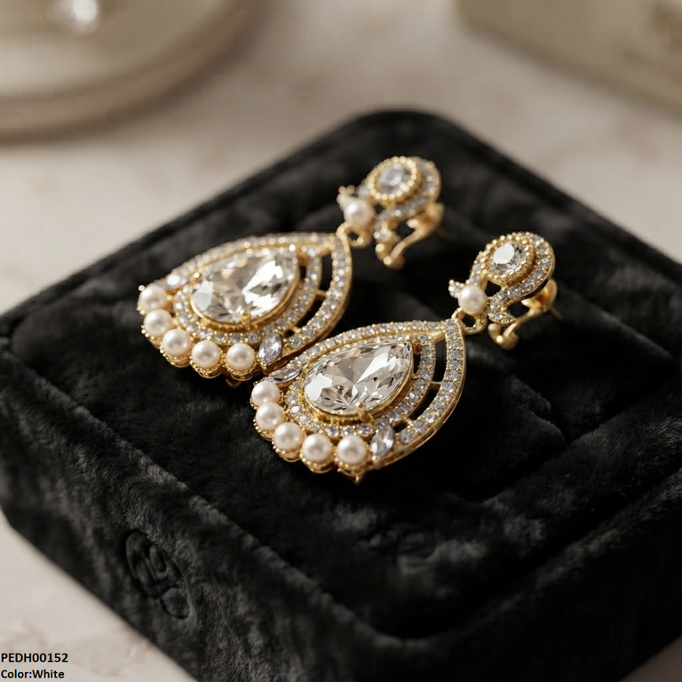 Round Pearl Tear Drop Earring