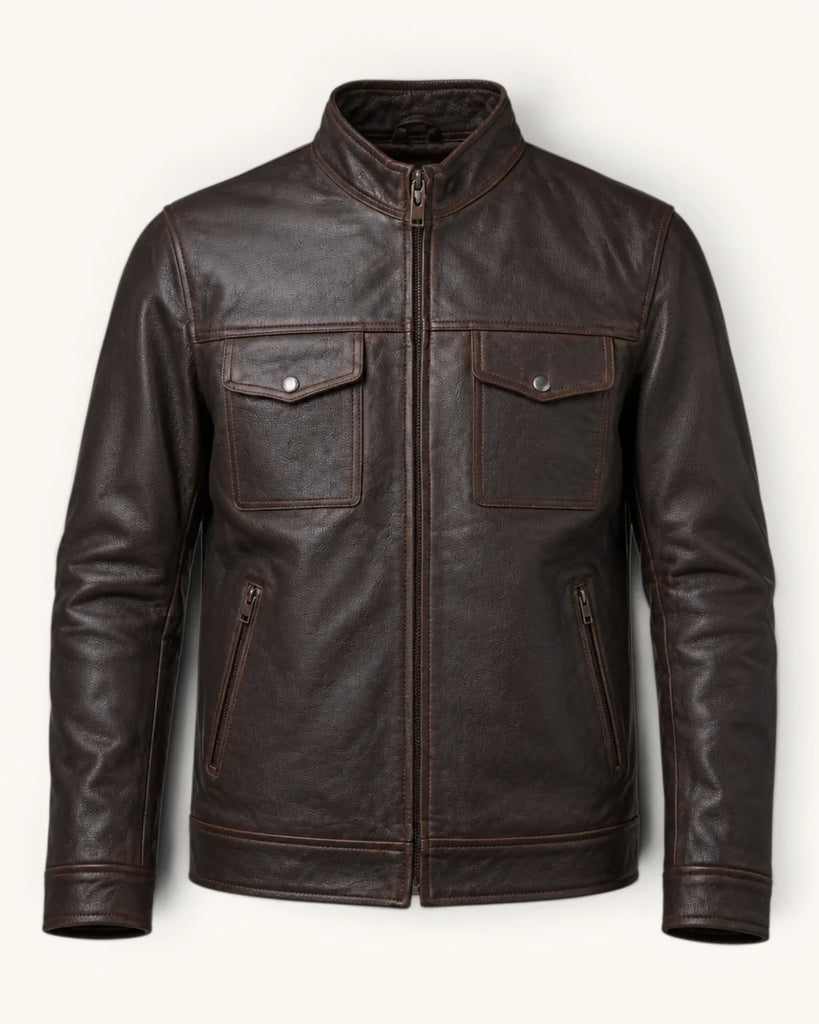 Men's Genuine Leather Jacket (J-0039)