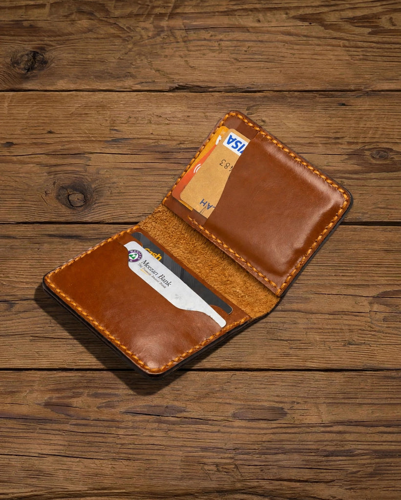 Handcrafted Genuine Leather Slim Wallet (HM-005 Tan)