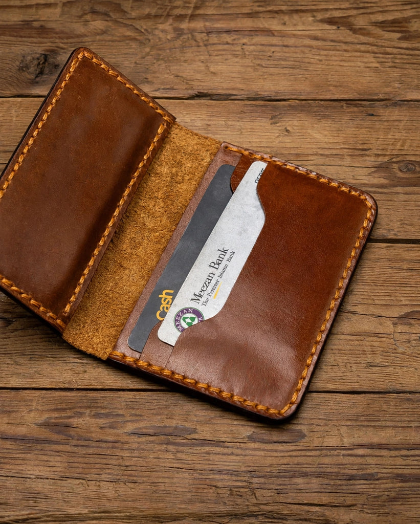 Handcrafted Genuine Leather Slim Wallet (HM-005 Tan)