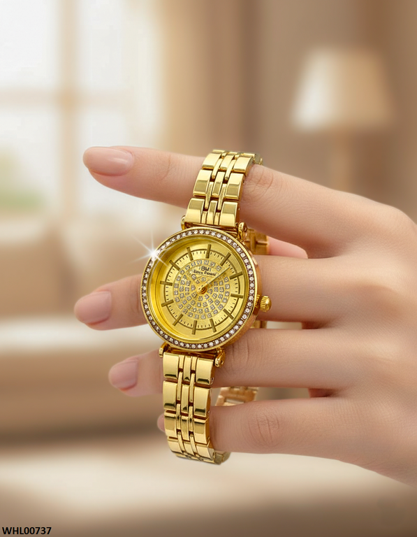 Round Stone Bezel Women's Watch