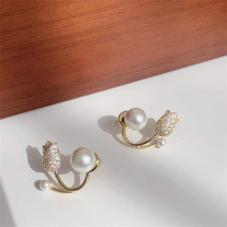 Rose/Pearl Stud Tops Pair