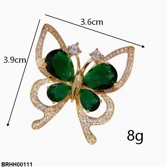 Emerald Stone Butterfly Zircon Broach