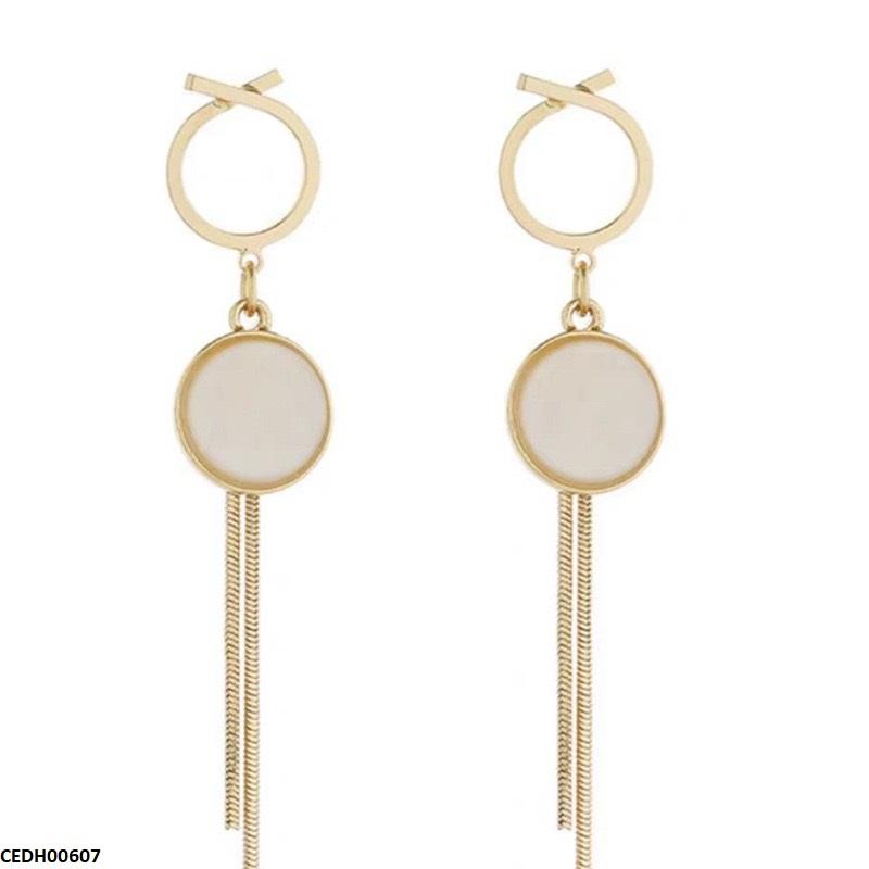 Round Double Chain Drop Earrings