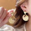 Round Leaf Drop Earrings
