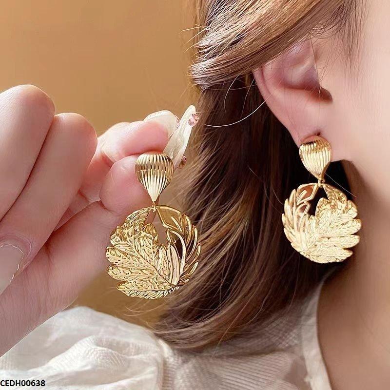 Round Leaf Drop Earrings