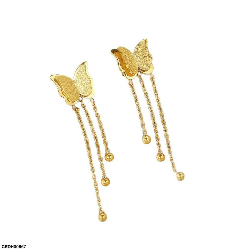 Double Butterfly Chain Drop Earrings