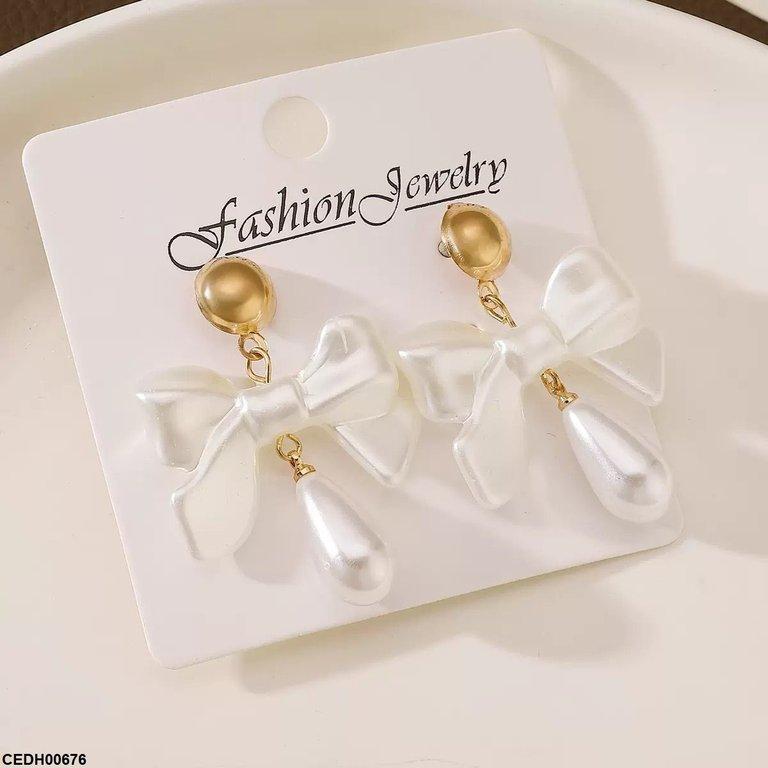 Bow Pearl Drop Earrings