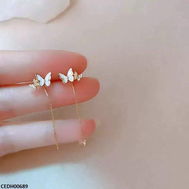 Double Butterfly Tassel Drop Earrings