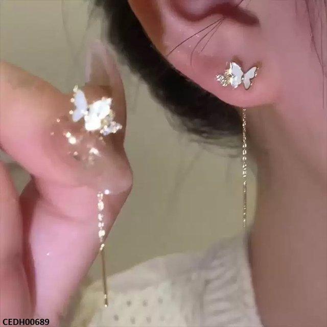 Double Butterfly Tassel Drop Earrings