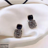 Round Stone Square Drop Earrings