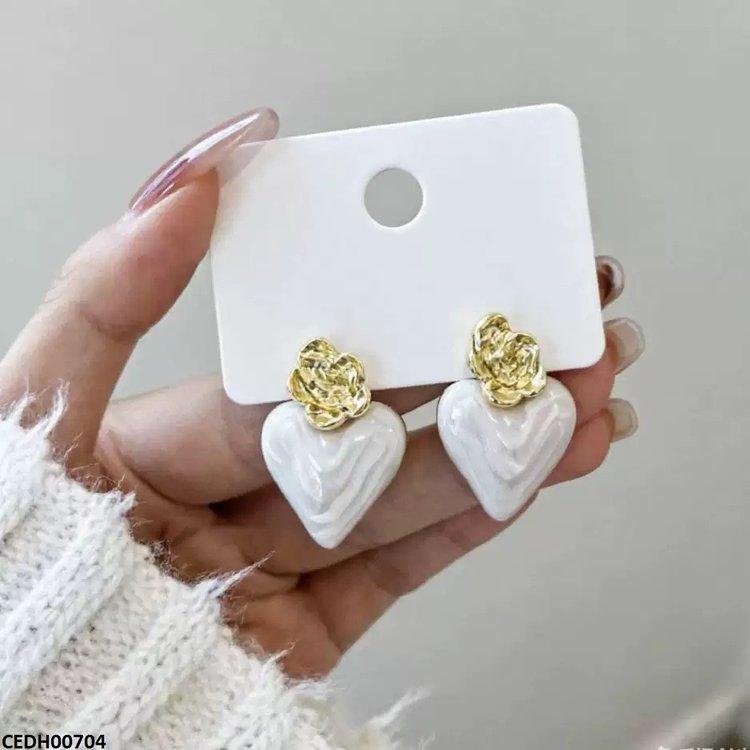 Flower Heart Drop Earrings