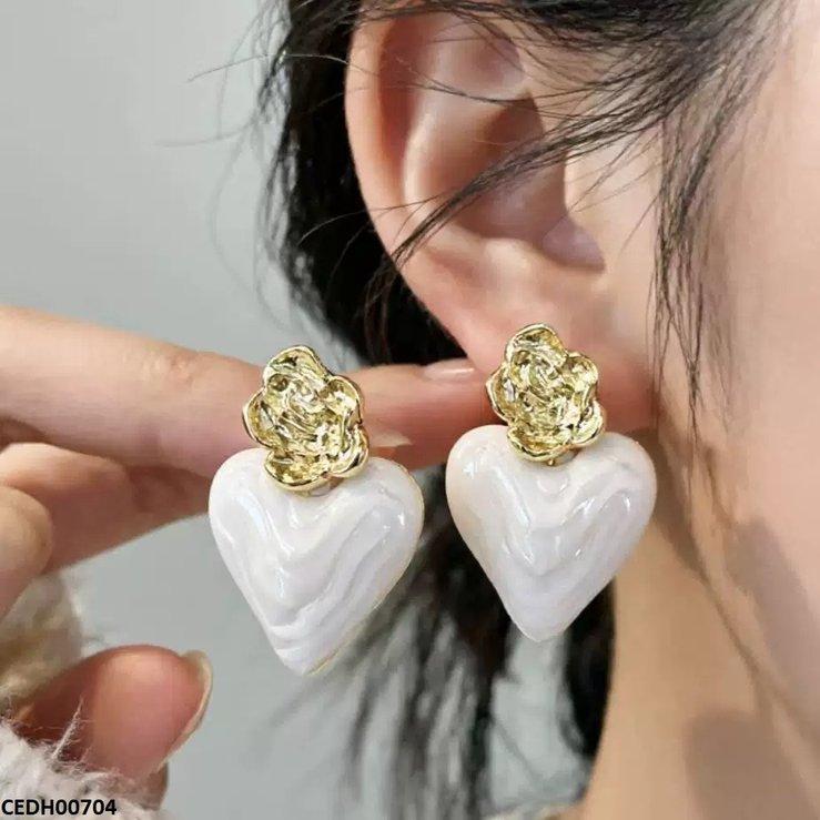 Flower Heart Drop Earrings