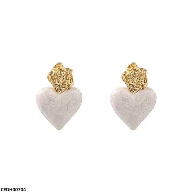Flower Heart Drop Earrings