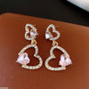 Double Heart Drop Earrings