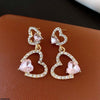 Double Heart Drop Earrings