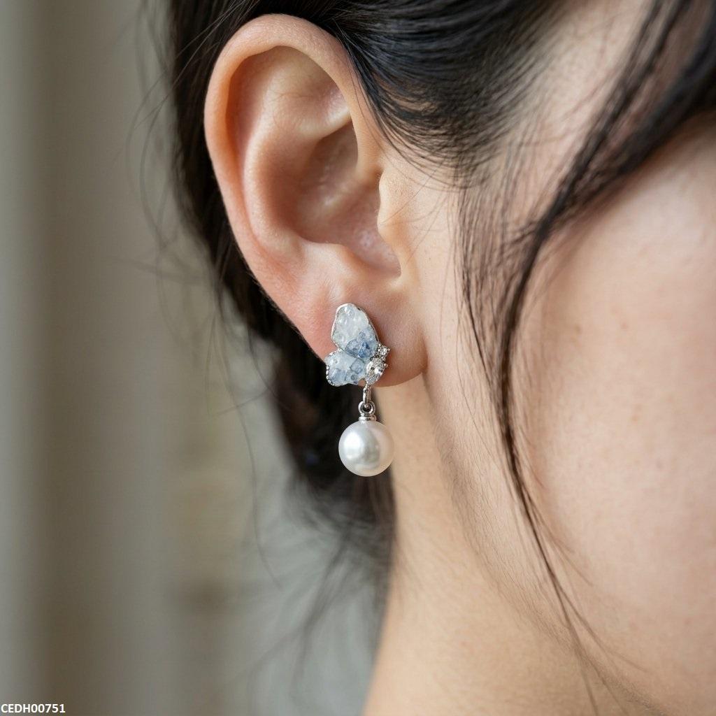 Butterfly Pearl Drop Earrings