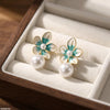 Flower Pearl Drop Earrings