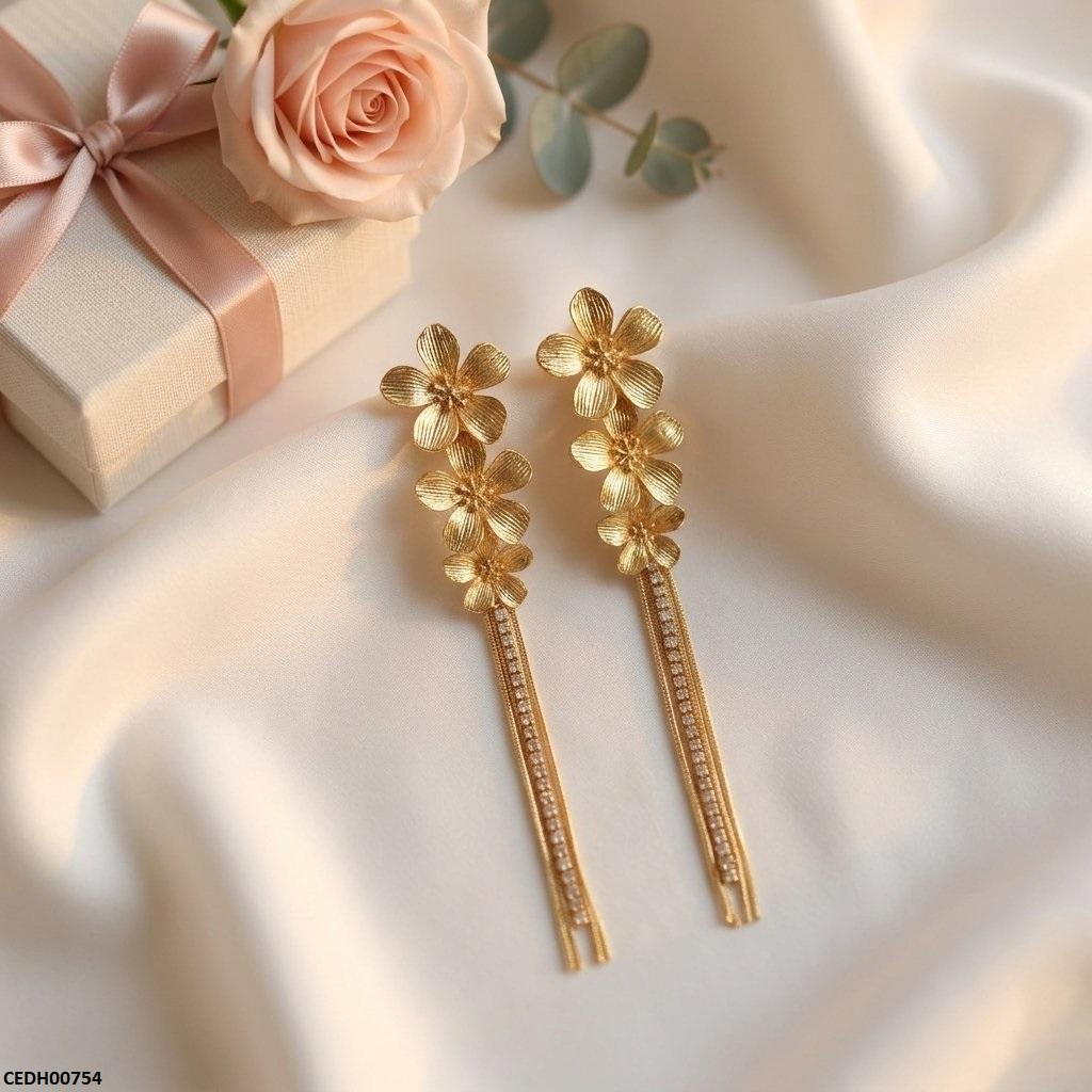 Flower Layeard Drop Earrings