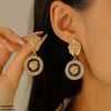 Round Lion Drop Earrings