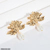 Leaf Pearl Drop Earrings Pair