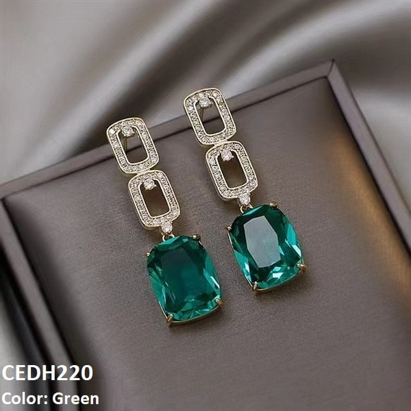 Sterling Square Drop Earrings Pair