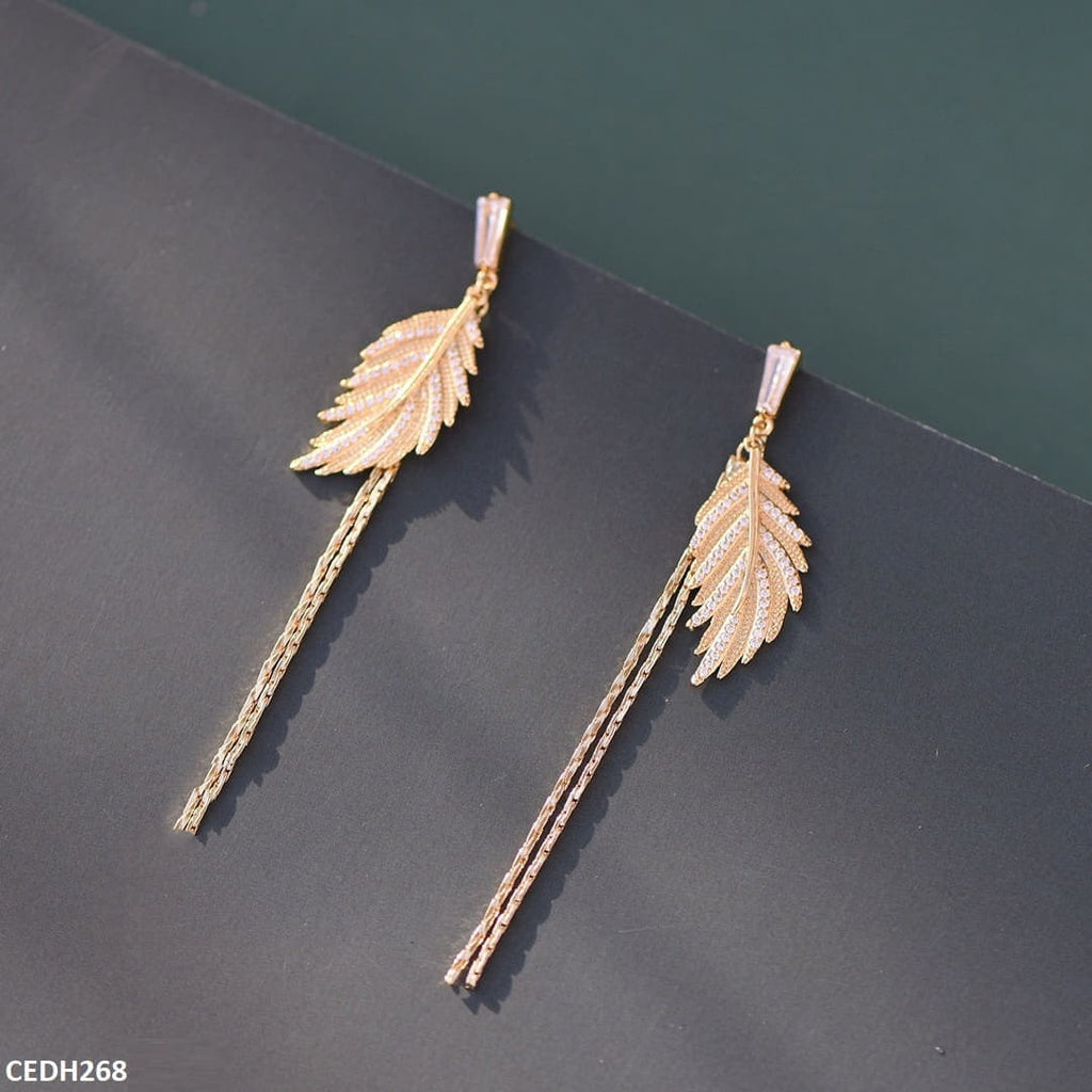 Baguette Leaf's Drop Earrings Pair