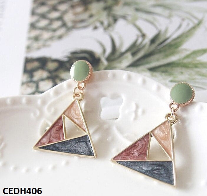 Painted Triangle Drop Earrings Pair