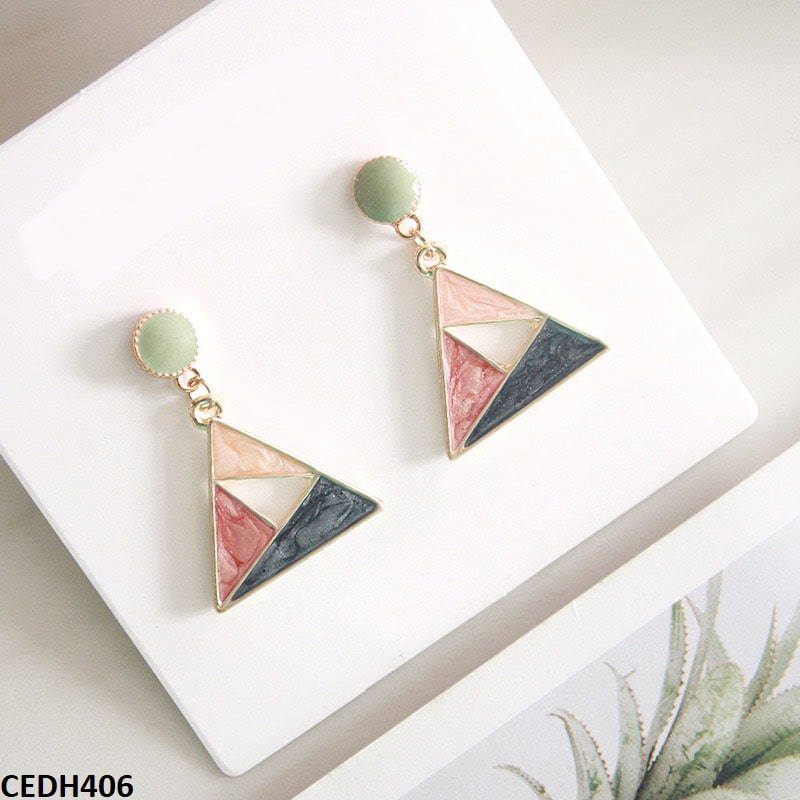 Painted Triangle Drop Earrings Pair