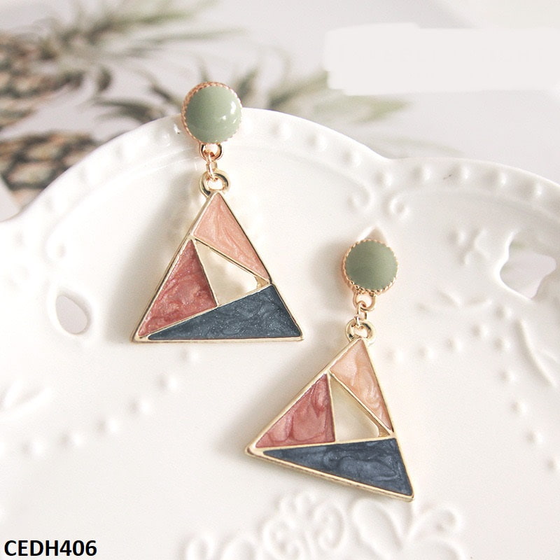 Painted Triangle Drop Earrings Pair