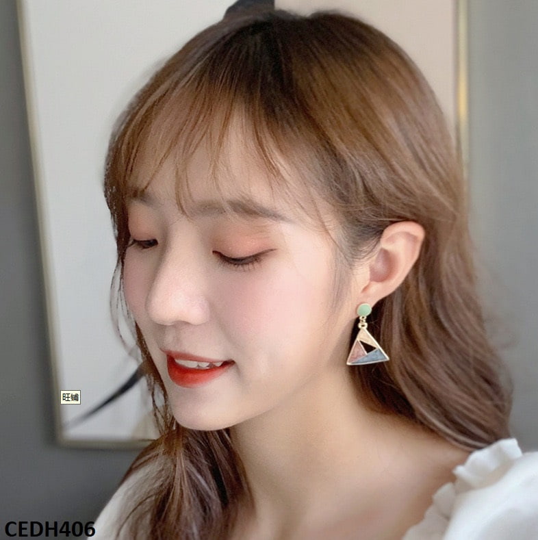 Painted Triangle Drop Earrings Pair