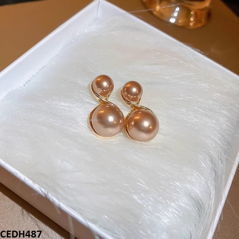 Round Pearl Drop Earrings