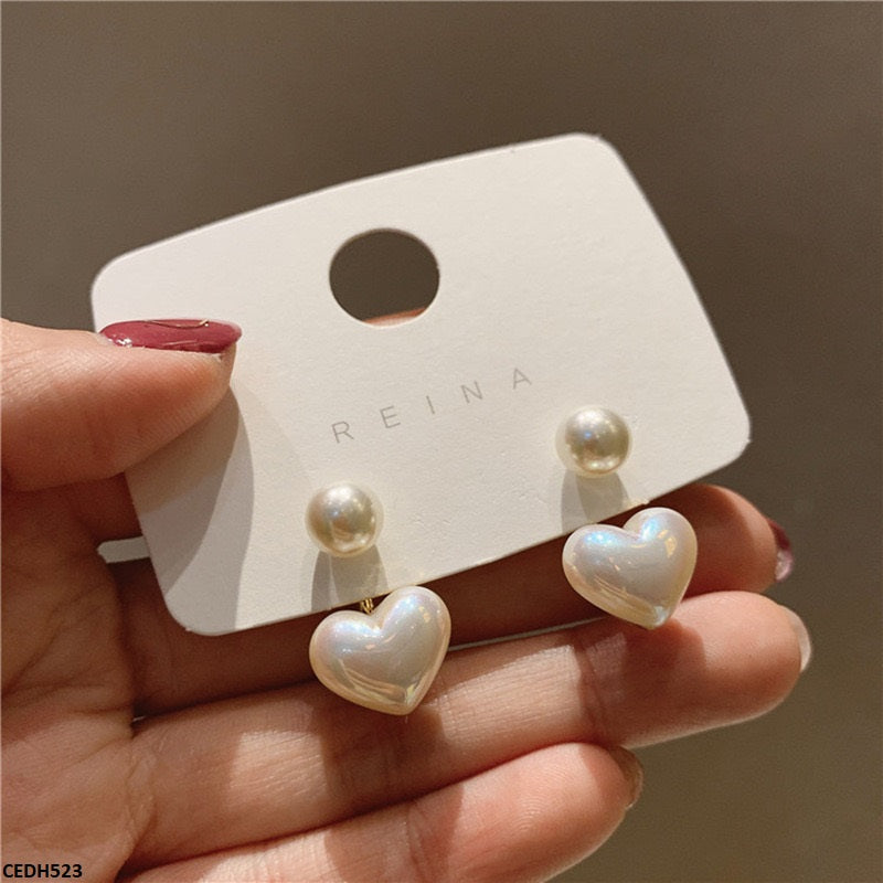 Pearl/Heart Drop Earrings