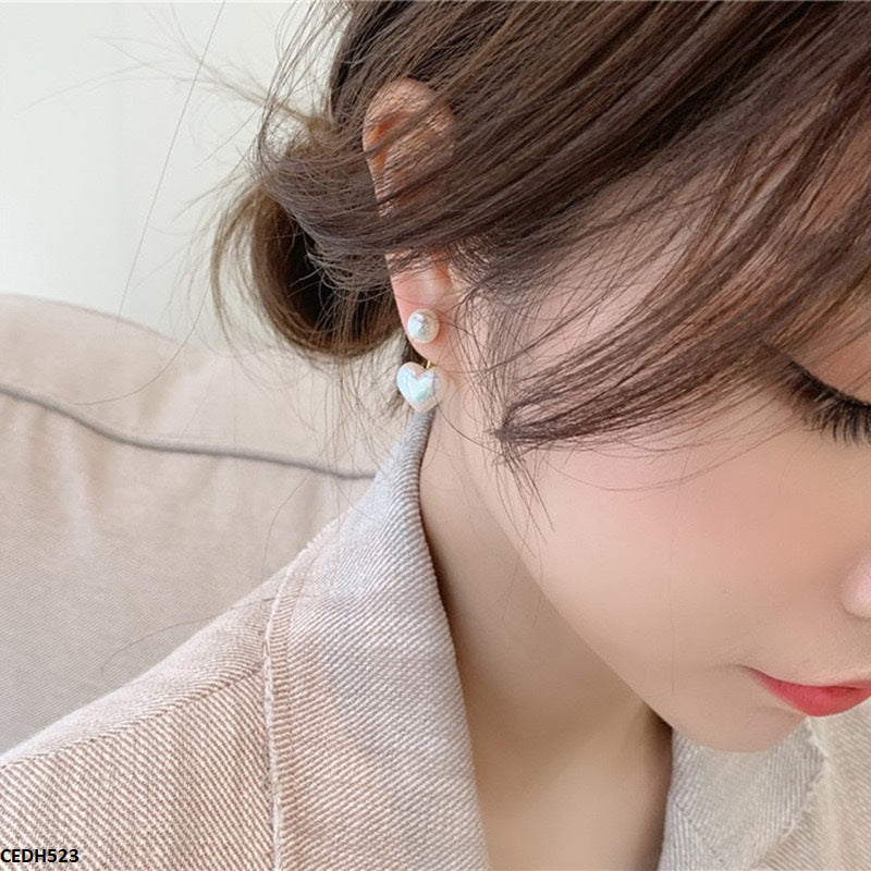 Pearl/Heart Drop Earrings
