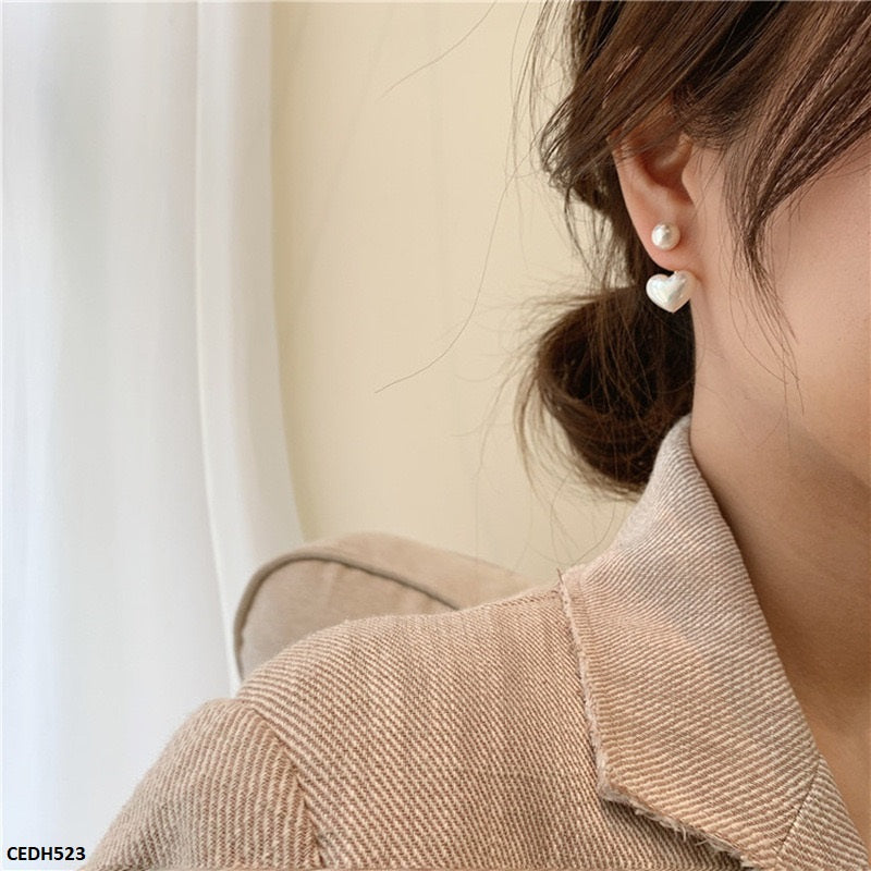 Pearl/Heart Drop Earrings
