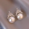 Crown Pearl Drop Earrings