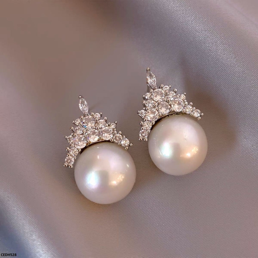 Crown Pearl Drop Earrings