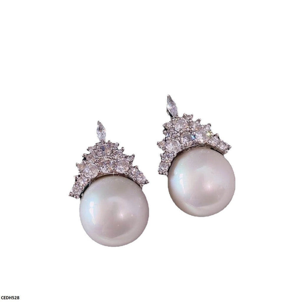 Crown Pearl Drop Earrings