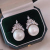 Crown Pearl Drop Earrings