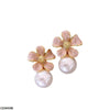 CEDH598 ZHL Flower Pearl Drop Earrings