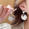 CEDH600 ZHL Round Leaf Drop Earrings