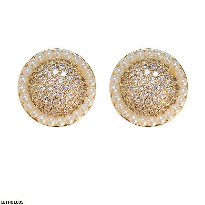 Round Pearl Stud Tops Pair
