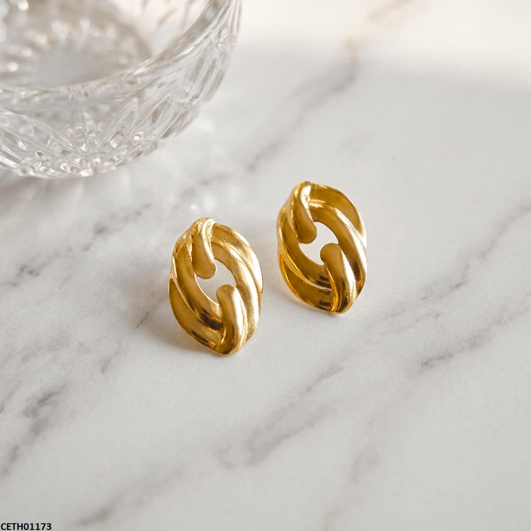 Twisted Oval Stainless Steel Tops Pair