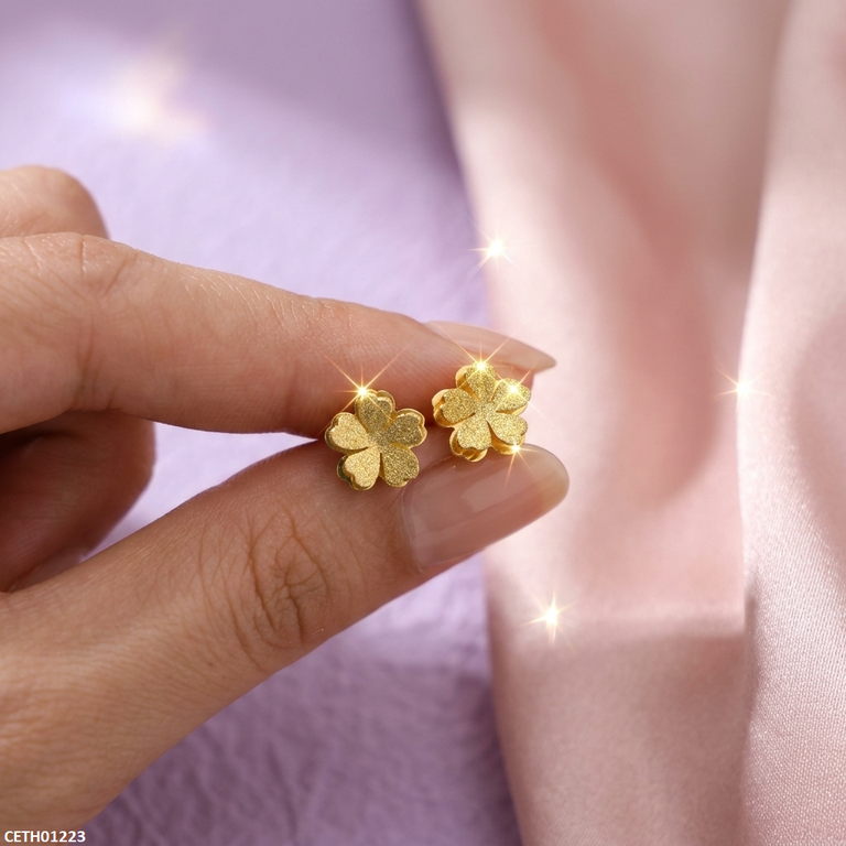 Double Clover Flower Stainless Steel Tops Pair