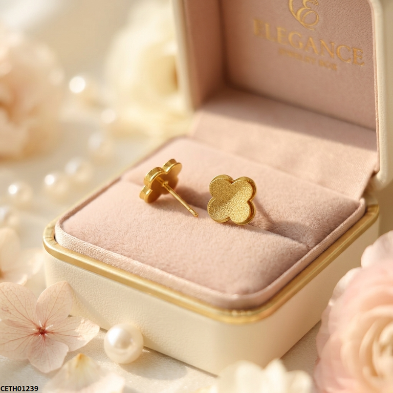 Double Clover Flower Stainless Steel Tops Pair