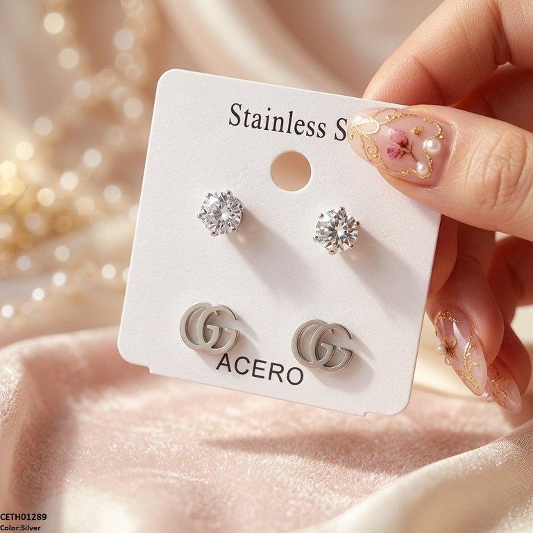 Round Stone Stainless Steel 2 Pairs Tops