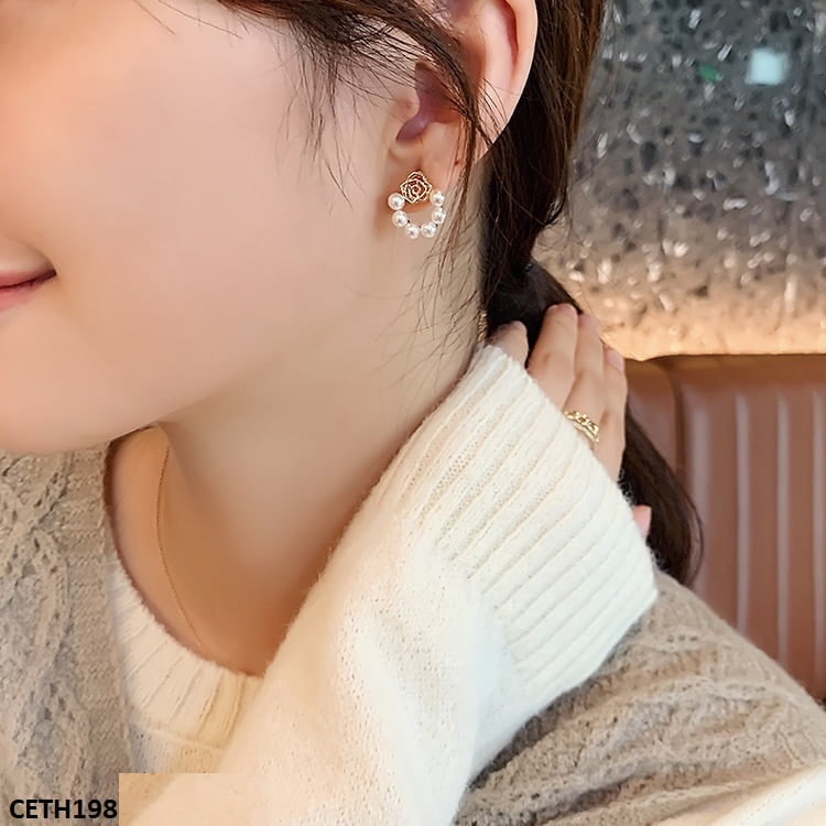 Rose Pearl Stud Tops Pair