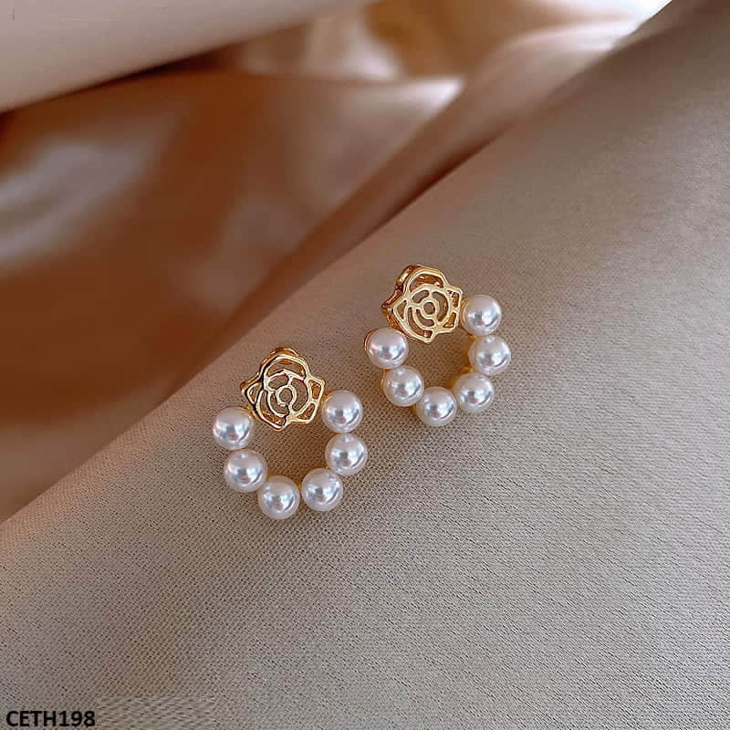 Rose Pearl Stud Tops Pair