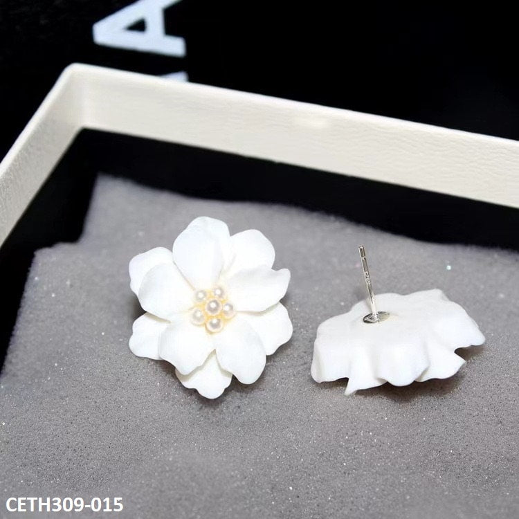 Painted Flower Stud Tops Pair